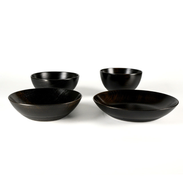 四つ組椀 黒スリ 木製 漆塗り 漆器の井助