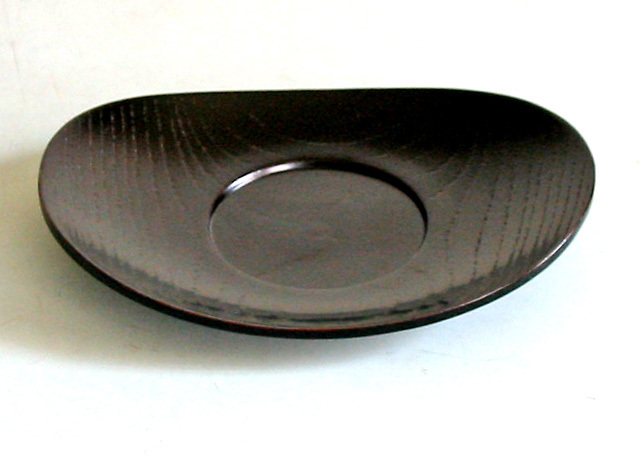 小判茶托 黒 目弾き    木製 漆塗り（製造中止）