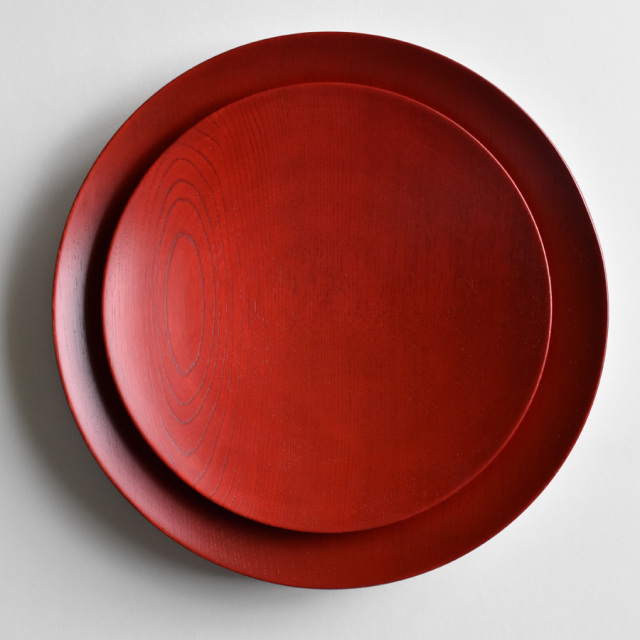 MOKU 丸皿　赤黒スリ 小