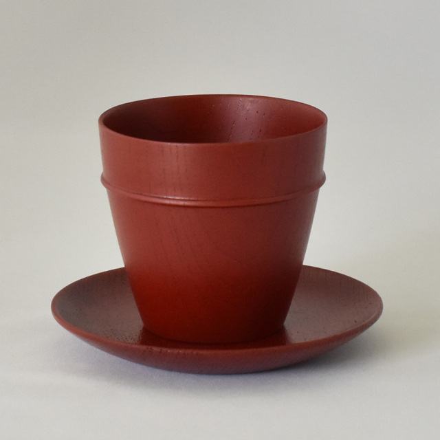 細工物 三色小物入れ 漆器 黒・赤・金 MOKU ミニカップ＆ソーサーセット 赤スリ/黒スリ 木製漆塗り