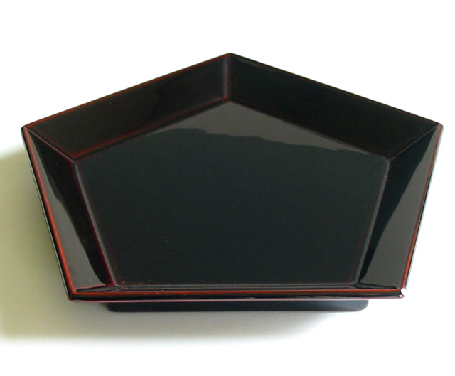 五角皿 溜   木製 漆塗り 中皿（製造中止）