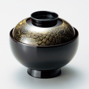 吸物椀 沈金菊彫 溜  木製 漆塗り 12-00404
