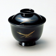 小吸椀 松葉 黒  5客セット  漆塗り・木製　(製造中止)