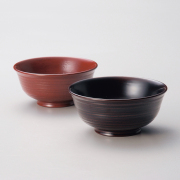 夫婦椀 荒筋 古代朱・溜   木製 漆塗り ペア 木のお椀・味噌汁椀　12-03604