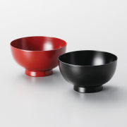 夫婦汁椀 中 黒・朱 2客セット 漆塗り　12-04002