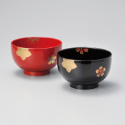 夫婦お好み椀 春秋 朱・溜 2客セット　12-04006