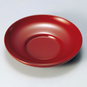 茶托 ダルマ 5枚セット 古代朱/黒 漆塗り　12-05804/05805