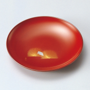 銘々皿 沈金 末広松 古代根来 5枚セット  木製漆塗り 取り皿・小皿　12-06001