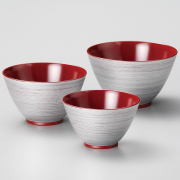 三つ組鉢 銀刷毛 吟朱/黒　12-06703/06704