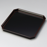 卓上膳 10.5 角切 溜/黒   木製 漆塗り　12-08401