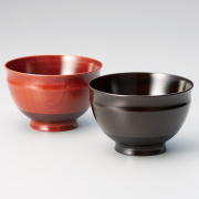夫婦椀 Sakura ペア汁椀 黒・赤 2客セット 木製 漆塗り 12-03501