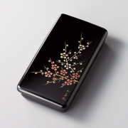 硯箱 沈金紅白梅 黒   漆塗り・木製