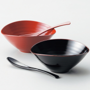 くつろぎ鉢ペア スプーンセット 朱・溜 漆塗りデザートカップ 12-05308