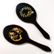 木製手鏡 桜蒔絵/青貝桔梗 漆塗り ハンドミラー