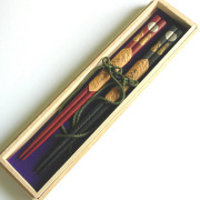 夫婦箸 本乾漆 月うさぎ 桐箱入 木製 漆塗り　12-16704