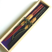 夫婦箸 本乾漆 花うさぎ 桐箱入 木製 漆塗り