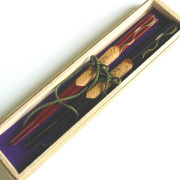 夫婦箸 波ライン 桐箱入   木製 漆塗り　12-16608