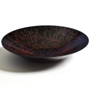 ボウル 牡丹彫 朱 大 漆塗り 中鉢 12-08005