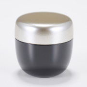 シルバー棗 黒塗分け 中 ／漆塗りなつめ お茶道具