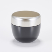 シルバー棗 黒塗分け 小 ／漆塗りなつめ お茶道具