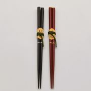 八角箸 天金　朱/黒