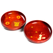 アニマル柄盛皿 茜 木製漆塗り 子供用食器 中皿