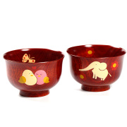 アニマル柄汁椀 桜 茜 木製 漆塗り 木のお椀・味噌汁椀 子供用食器