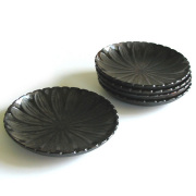 茶托 菊割象谷 木製 漆塗り