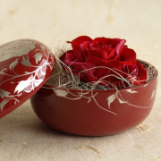 プリザーブドフラワー 花スウィーツ 朱 漆器セット バラ