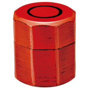 茶筒 ノミ目亀甲 根来 木製 漆塗り　FC15-4