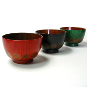 汁椀 欅 漆切子 木製 漆塗り 木のお椀・味噌汁椀　FC1-4/5/6