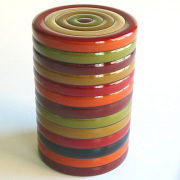 茶筒 独楽文様 大   木製 漆塗り　FC4-6