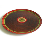 丸盆 独楽文様 尺一   木製 漆塗り トレー　FC4-17