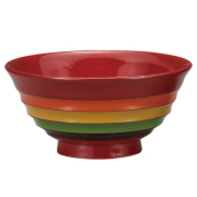 飯椀 独楽文様 目ハジキ 朱/黒 木製 漆塗り　FC3-5/6