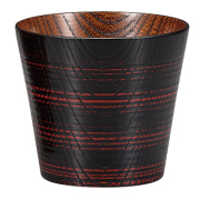 猪口カップ 千筋 根来/曙 木製 漆塗り　FC18-1/3