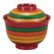 吸物椀 独楽模様 朱/黒　FC25-3/4