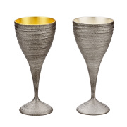 ワインペアカップ 銀さび  内金箔・銀箔   木製 漆塗り　FC6-8