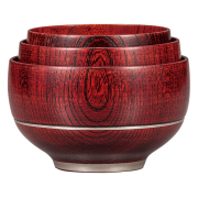 三つ組 重なり椀ボール  赤スリ/黒スリ 木製 漆塗り FC7-14/18