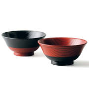 飯椀 欅 塗分け 反り型｜木製 漆塗り 木のご飯茶碗