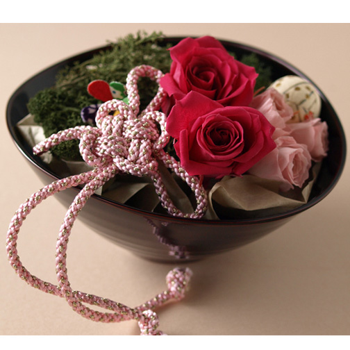 プリザーブドフラワー 花結び 漆器セット バラ