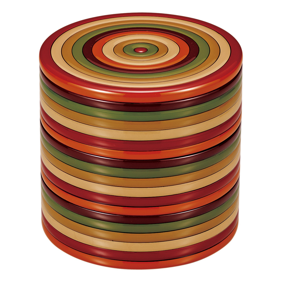 三段重箱　独楽文様