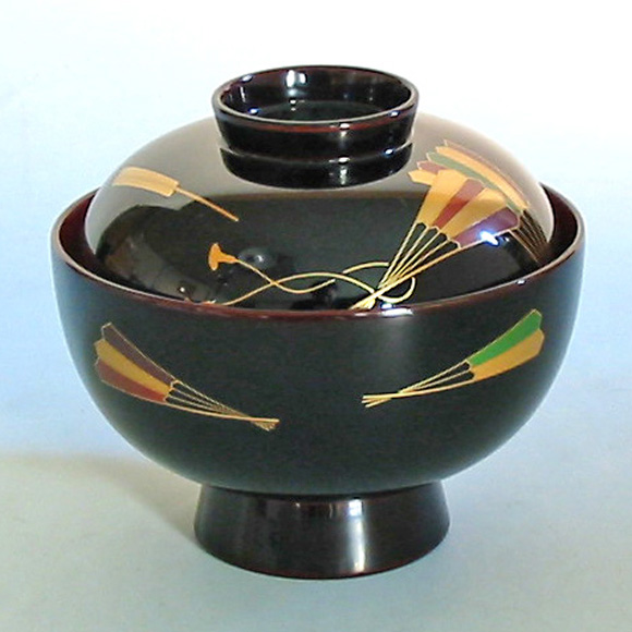 煮物椀 溜内朱 扇面鈴   木製 漆塗り　【製造中止】