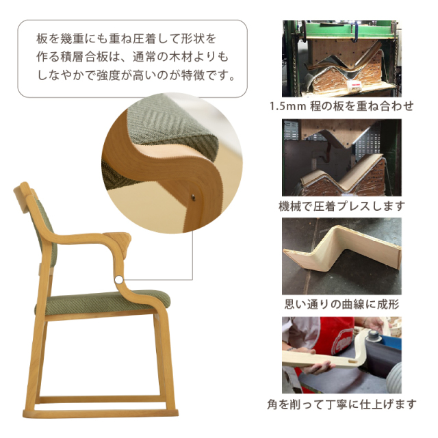 Care-111-FLG 高齢者椅子 和室椅子 畳部屋 肘付き 木製椅子 合皮