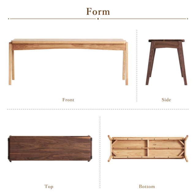受注生産】CNT-02-B ダイニングベンチ 幅120cm 2人掛け 板座 ホワイト