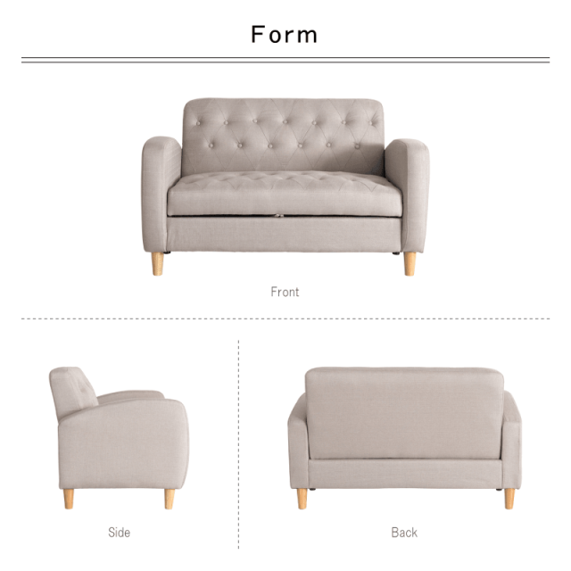 G-SOK ソファ 2人掛け 幅123cm 一人暮らし 肘掛付き 座面下収納 脚