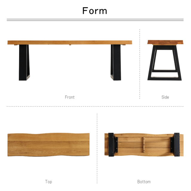 G-VTO ベンチ 幅130cm 2人掛け 天然木 オーク材 ダイニングベンチ 木製