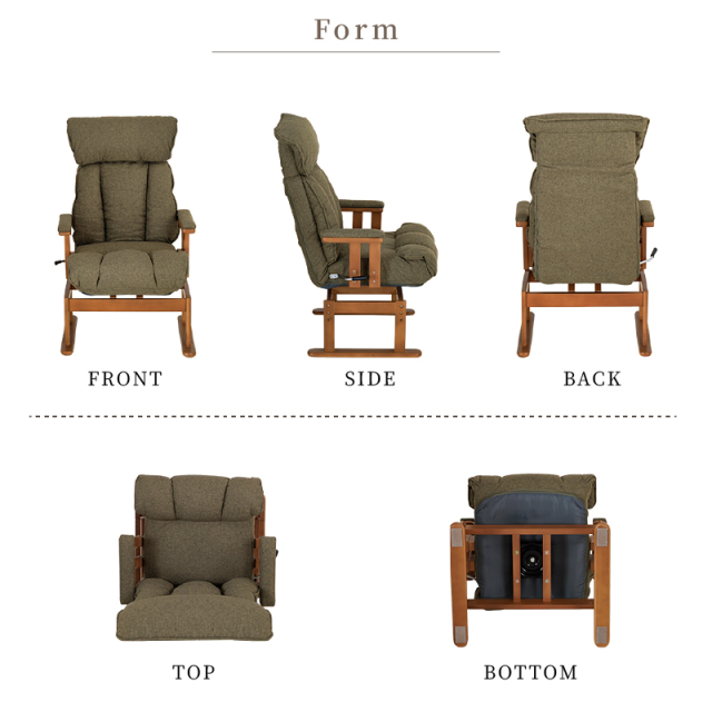 きらく 360°回転 高座椅子｜7段階リクライニング＆ヘッド14段階調整