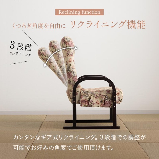 やすらぎ（中） 高座椅子 安楽椅子 リクライニングチェア 肘付 座面高3