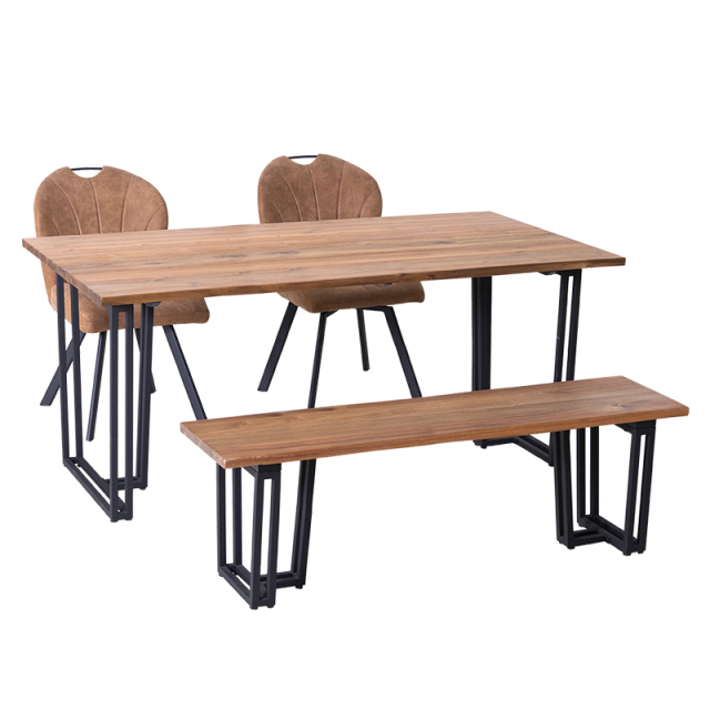 【引取】ダイニングテーブルセット　４人掛け　テーブル1台、チェア2脚、ベンチ 幅135cm］4人掛け ダイニングテーブル4点セット チェア ベンチ