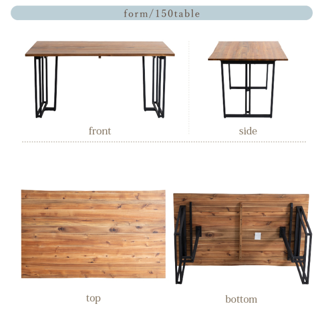 ZCB ダイニング4点セット 4人掛け テーブル 幅150cm 奥行90cm ベンチ